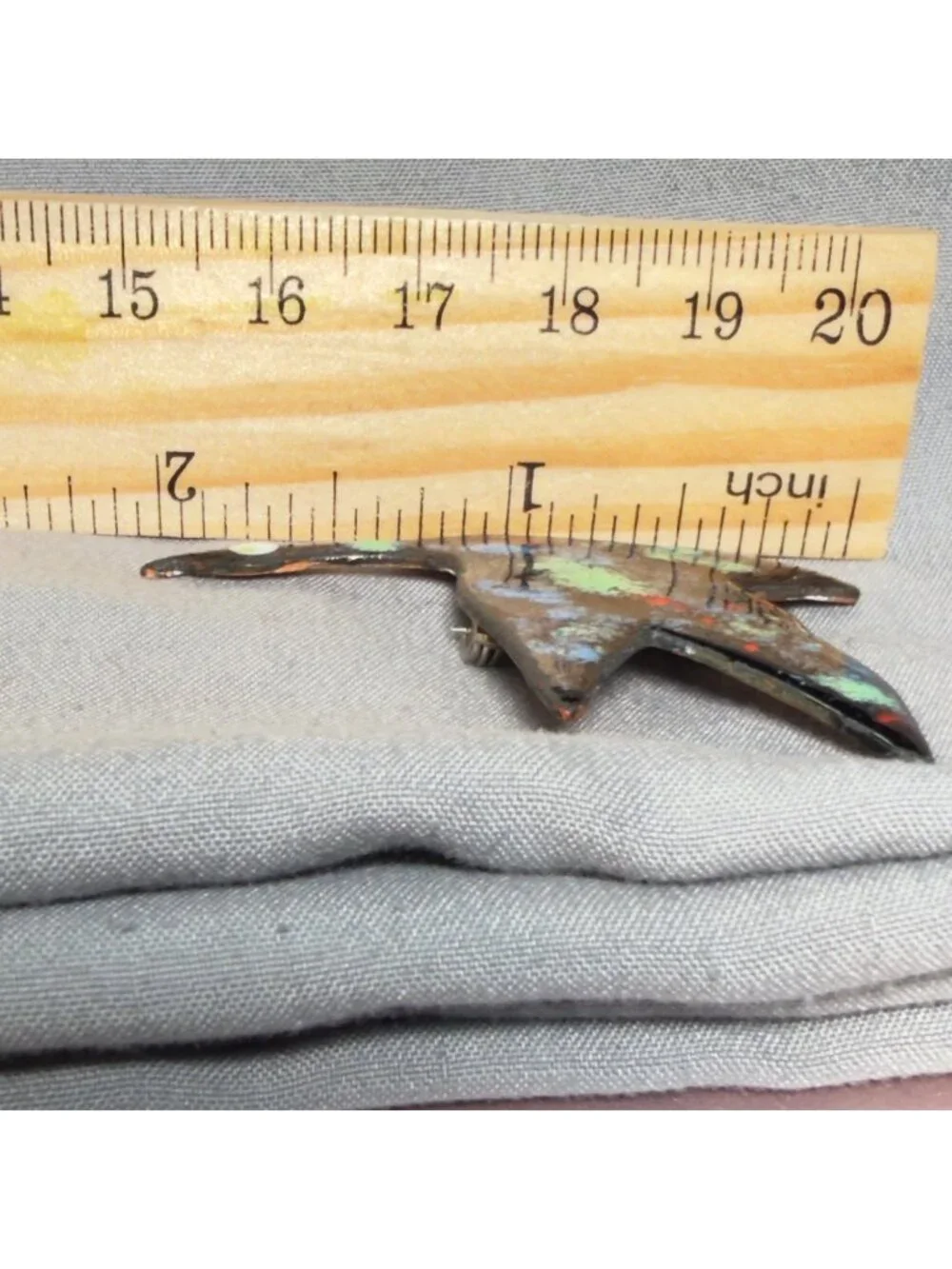 Bird Brooch Flying Swallow Glitter Enamel Handmade Black Colorful Pin 2”